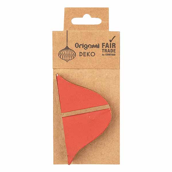 Papierdeko Origami 9cm ONION rot, Goldrand / CONTIGO Fairtrade Onlineshop
