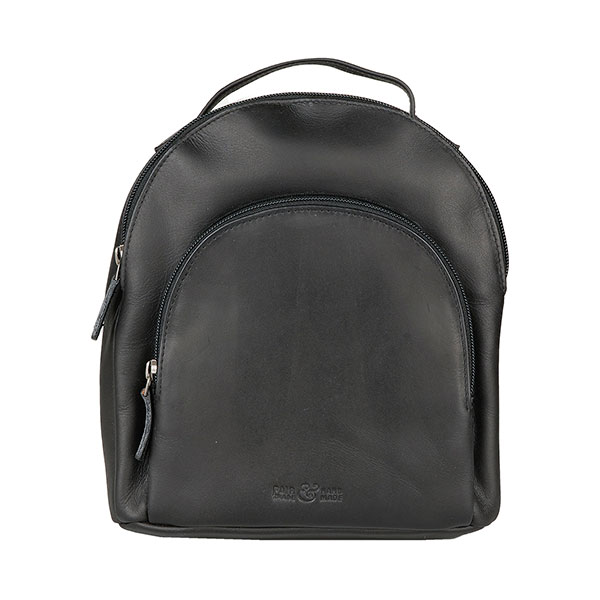 Rucksack Tumbled-ROUND vintage-schwarz, Rindsleder