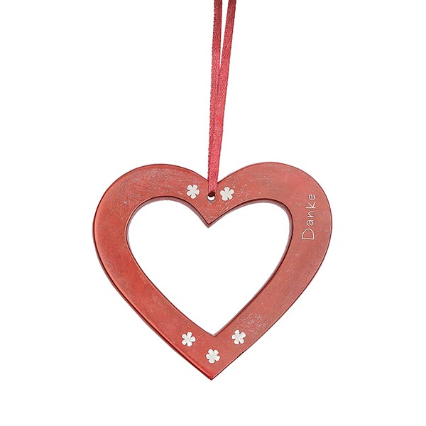 Anhänger HERZ 8cm rot graviert, Speckstein / CONTIGO Fairtrade Onlineshop