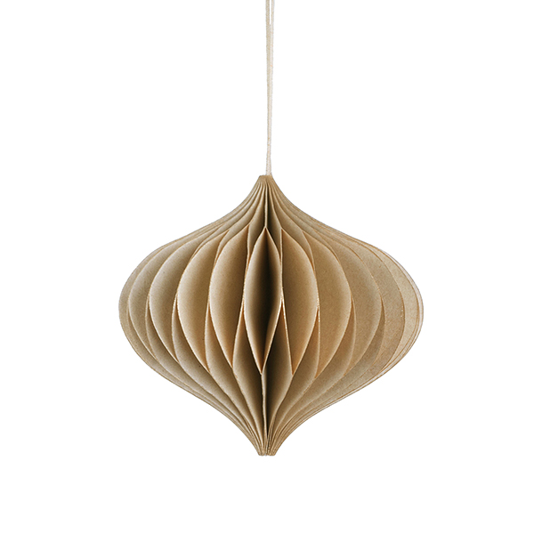 Papierdeko Origami 9cm ONION natur, Goldrand / CONTIGO Fairtrade Onlineshop