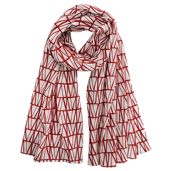 Schal RED STRIPE, 200x100cm, Bio-Baumwolle, handgemacht