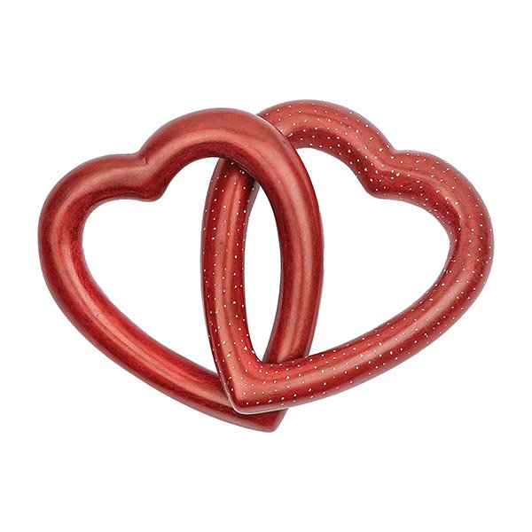 Dekoration HERZ verflochten rot, Speckstein Dekoration HERZ verflochten rot, Speckstein