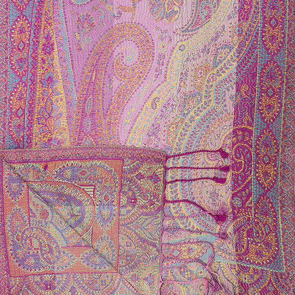 Schal PAISLEY rosa-beere-hellblau-mix, 165x35cm, Seide / CONTIGO Fairtrade Onlineshop