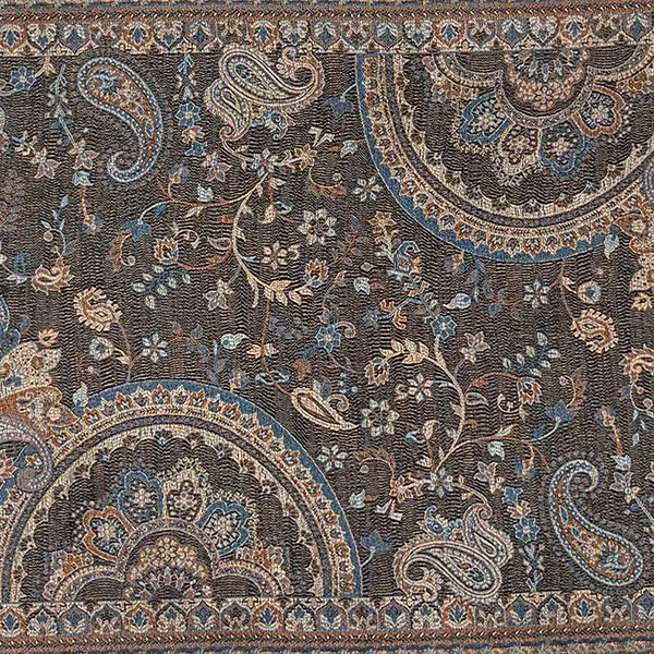 Schal PAISLEY, schwarz-cognac-blau-mix, 190x54cm, Seide / CONTIGO Fairtrade Onlineshop