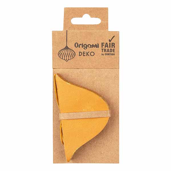 Papierdeko Origami 9cm ONION goldgelb, Goldrand / CONTIGO Fairtrade Onlineshop