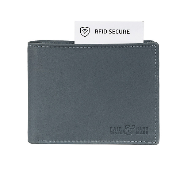 Börse PAUL 12x9,5cm rauchblau, RFID secure, Rindsleder