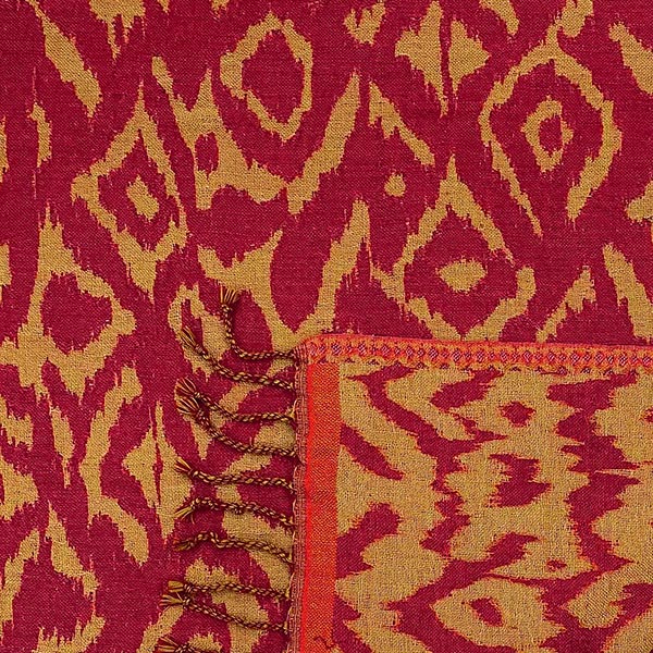 Wollschal IKAT, dunkelrot-beige, wendbar, 180 x 70 cm, 100 % Wolle / CONTIGO Fairtrade Onlineshop