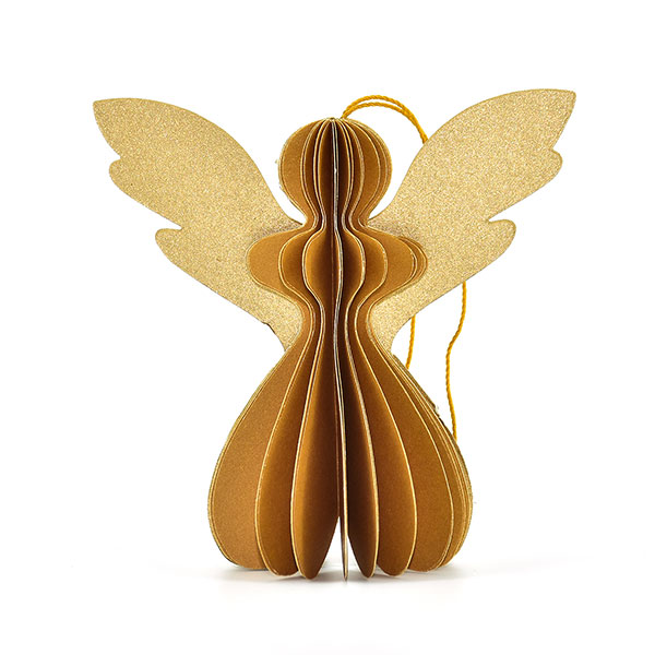 Papierdeko Engel Origami 7 cm, goldgelb-gold, Papier / CONTIGO Fairtrade Onlineshop