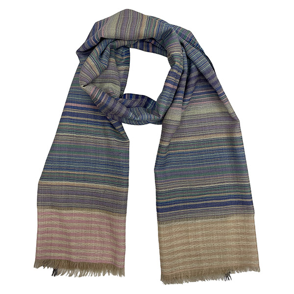 Wollschal STRIPES, blau-mix, 180x70 cm, 100 % Wolle