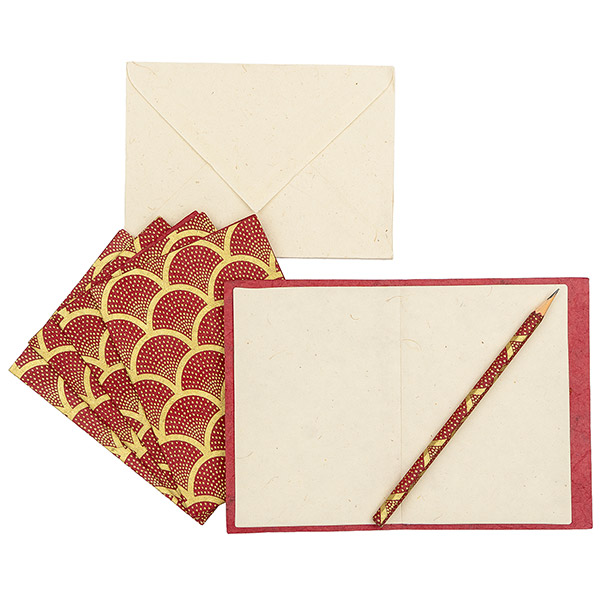 5 Karten mit Umschlag JAKOBSMUSCHEL beere, Loktapapier / CONTIGO Fairtrade Onlineshop
