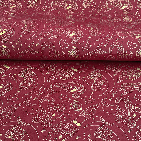 LOKTA Papierbogen, handgemacht, MERMAID MOON, beere-gold