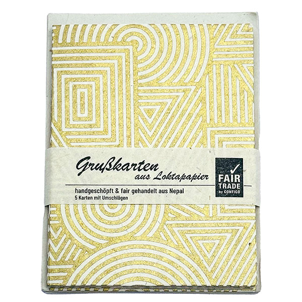 5 Karten mit Umschlag, GEO, natur-gold, Lokta / CONTIGO Fairtrade Onlineshop