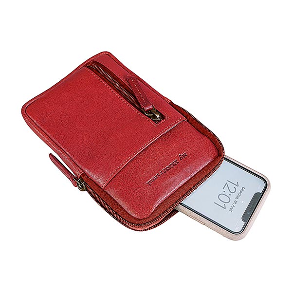 Handytasche SPORTY rot, Ziegenleder / CONTIGO Fairtrade Onlineshop