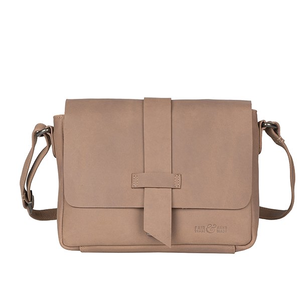 Handtasche SUNITA klein taupe, Rindsleder