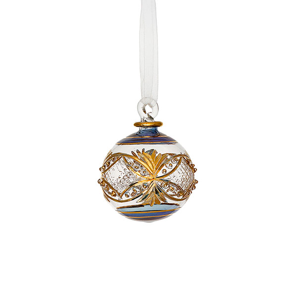 Glaskugel DAMIETTE 6cm, nachtblau-gold