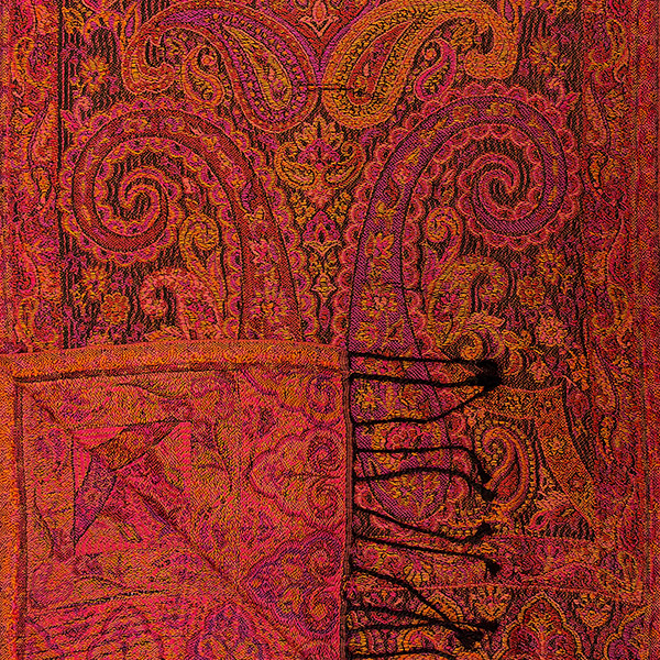 Schal PAISLEY rot-orange-schwarz-mix, 165x35cm, Seide / CONTIGO Fairtrade Onlineshop