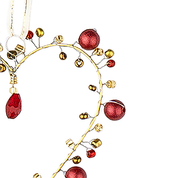 Perlendekoration Herz 8cm, rot-gold