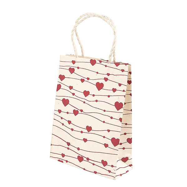 Geschenktüte S HERZCHEN, natur-beere, Loktapapier / CONTIGO Fairtrade Onlineshop