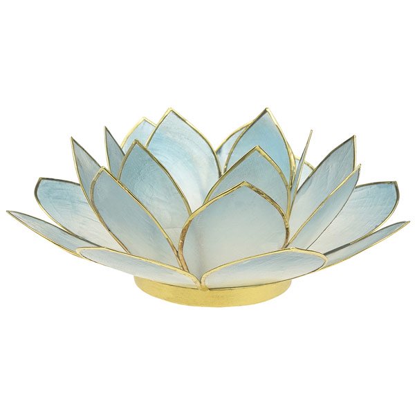 Kerzenhalter LOTUS 14cm zartblau, Capiz