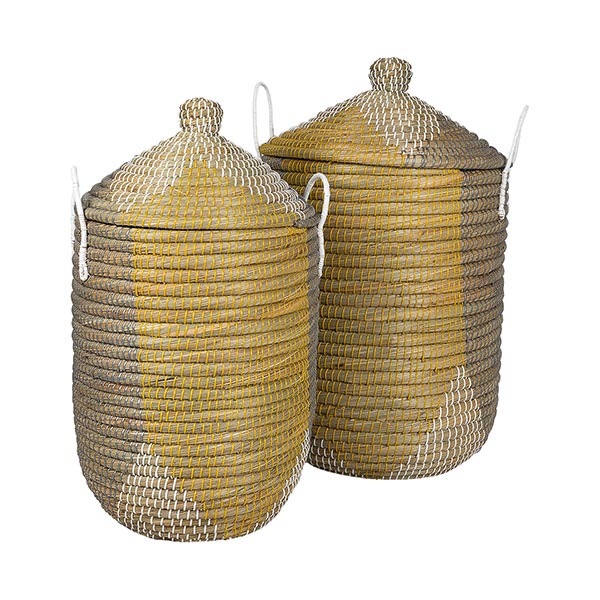 Wäschekorb 58cm OCRE plus Deckel, Kaisagras / CONTIGO Fairtrade Onlineshop