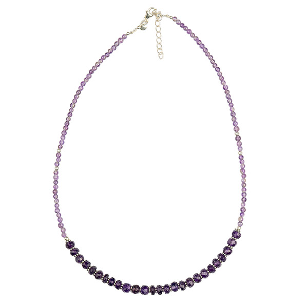 Halskette SPARKLING, Amethyst und Silberperlchen / CONTIGO Fairtrade Onlineshop