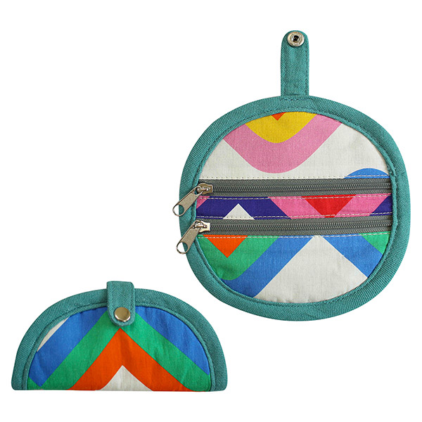 Faltetui rund RAINBOW, bunt-petrolgrün, Baumwolle / CONTIGO Fairtrade Onlineshop