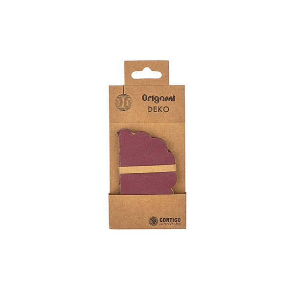 Papierdeko Origami 8cm SPHERE beere, Goldrand