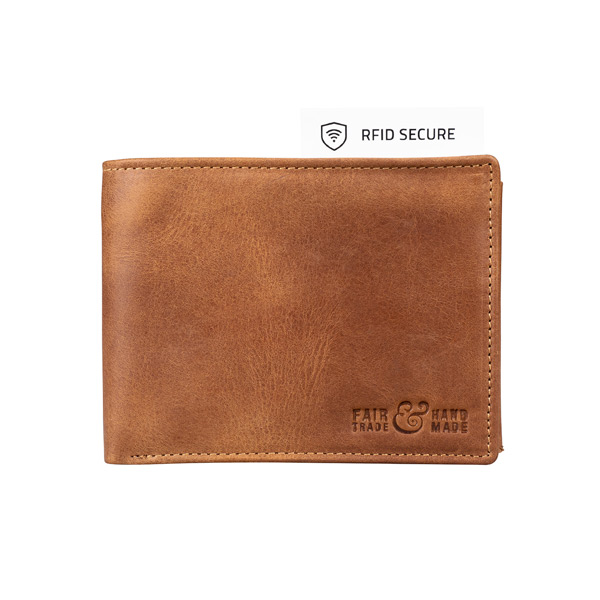 Börse Vintage-CASUAL 12,5x9,5cm RFID sec. braun, Rindsleder