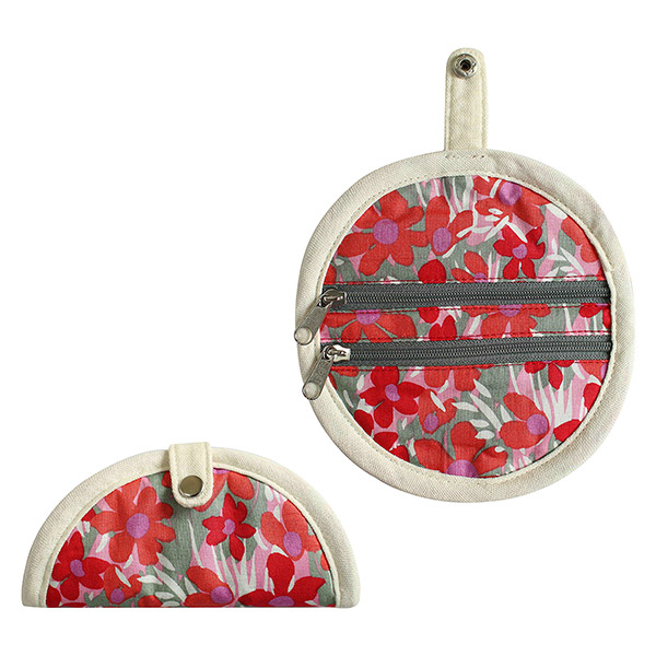 Faltetui rund DAHLIA, rot-orange-weiß, Baumwolle / CONTIGO Fairtrade Onlineshop