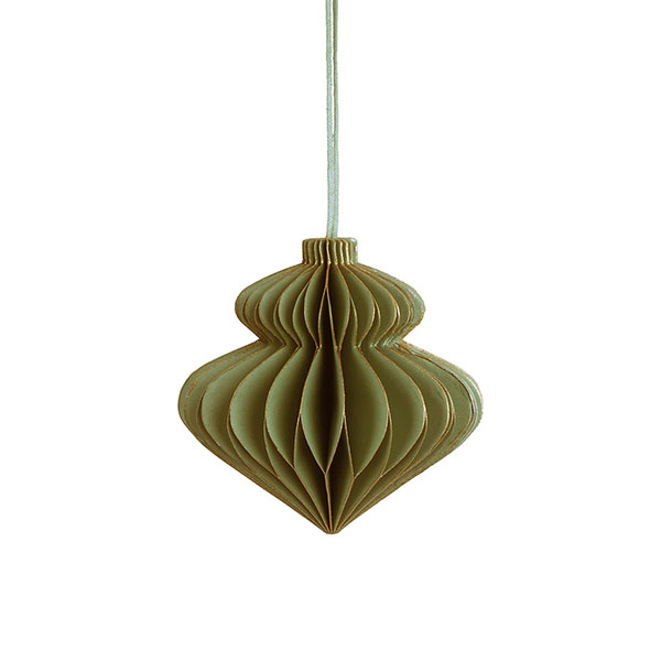 Papierdeko Origami GLAMOUR, 7,5 cm, piniengrün, Goldrand / CONTIGO Fairtrade Onlineshop