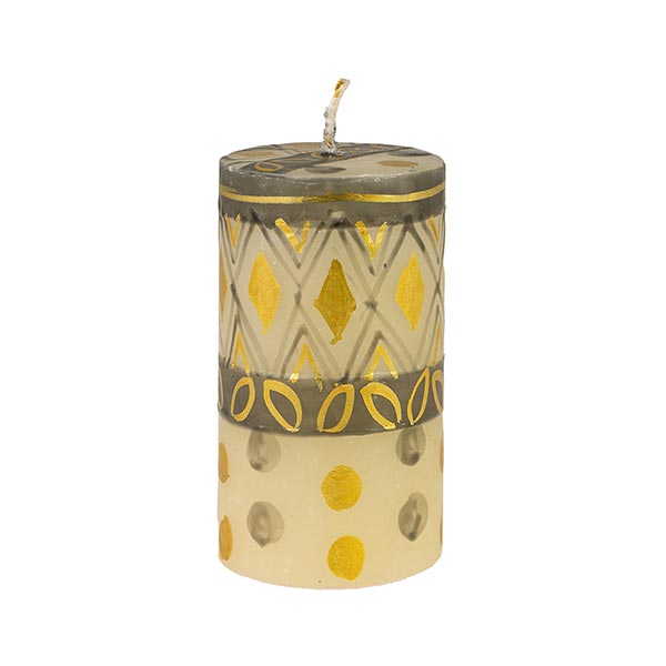 Stumpenkerze 6x10cm BLACK & GOLD, Kapula (Stück) / CONTIGO Fairtrade Onlineshop