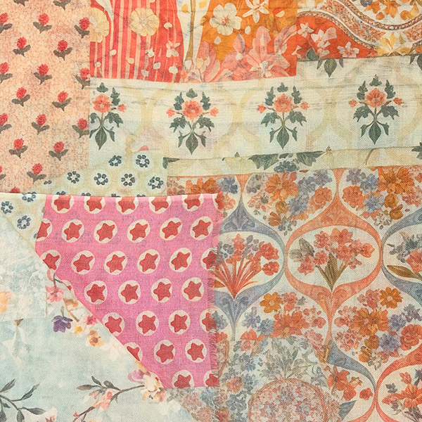 Schal PATCHWORK, bedruckt, 180x70cm, 92%Wolle,8%Seide / CONTIGO Fairtrade Onlineshop