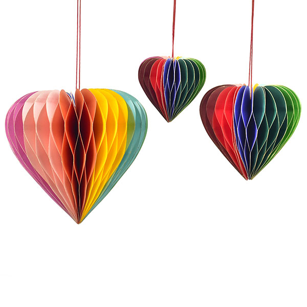 Papierdeko Origami 9 cm RAINBOW HEART, bunt, FSC Papier / CONTIGO Fairtrade Onlineshop