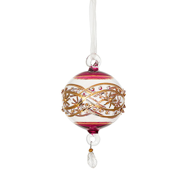 Glaskugel LULUA 6cm mit Kristall, beere-gold