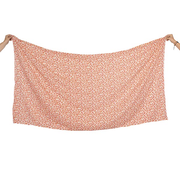 Schal CORAL FLOWER, 200x100cm, 100 % Baumwolle (Bio), handgemacht