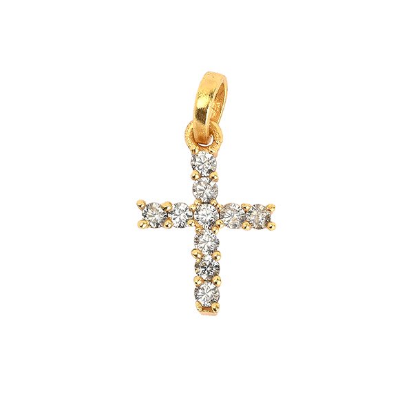 Anhänger Kreuz Zirkonia, Mix&Match, 22K vergoldet