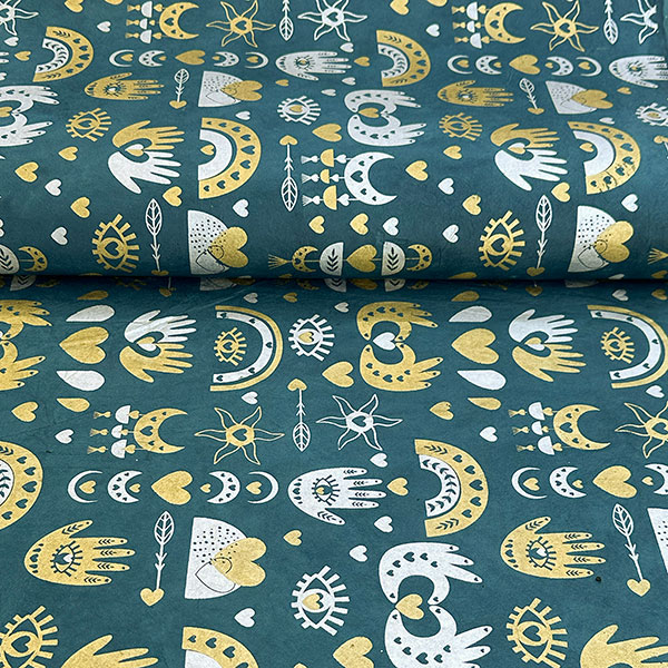 LOKTA Papierbogen, handgemacht, NEO ESO, petrolgrün-gold-silber